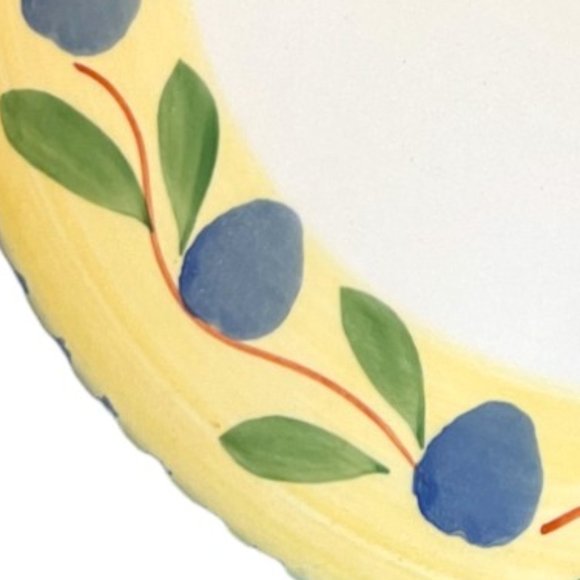 PIER 1 Handpainted TRIVET Round Footed Ceramic Italy Palermo Blue Olive Branch - Picture 4 of 7